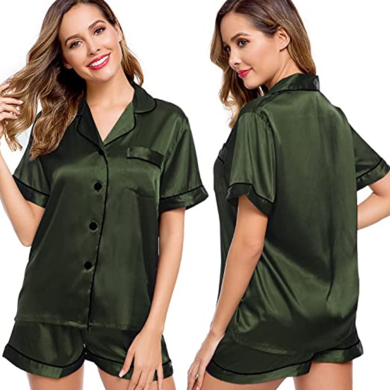Women's Silk Short Sleeve Pajama Suit