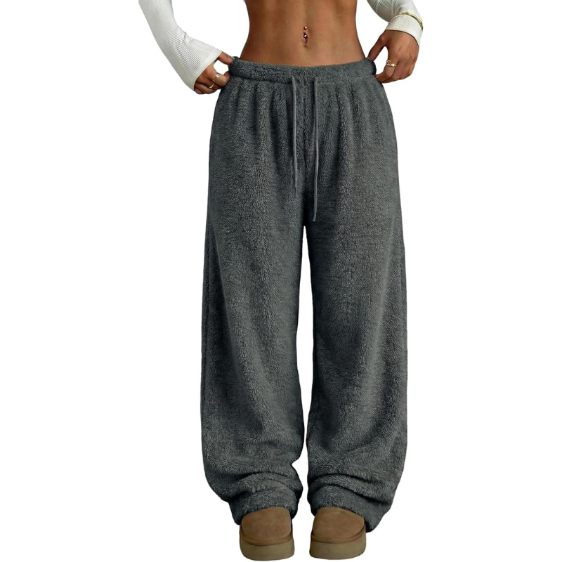 Fuzzy Plush Pajama Pants With Drawstring