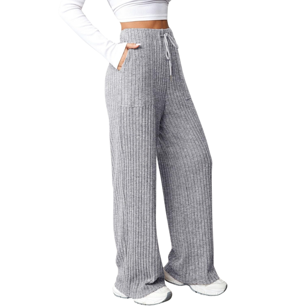 Ribbed Knit Lounge Pants With Pockets