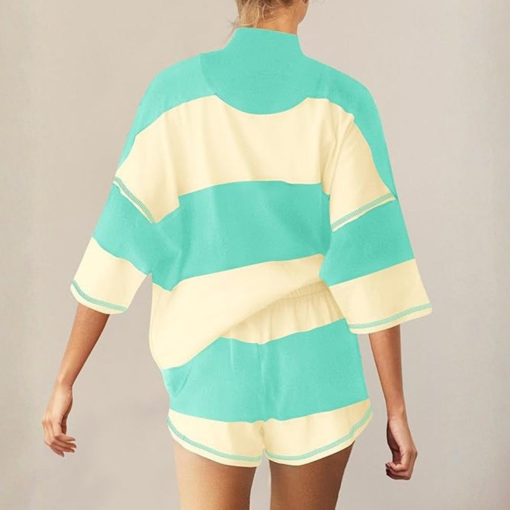 Two Piece Outfit Tracksuit Oversized Lounge Shorts With Pockets For Women