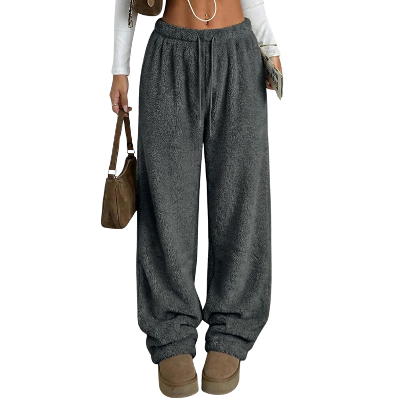 Fuzzy Plush Pajama Pants With Drawstring