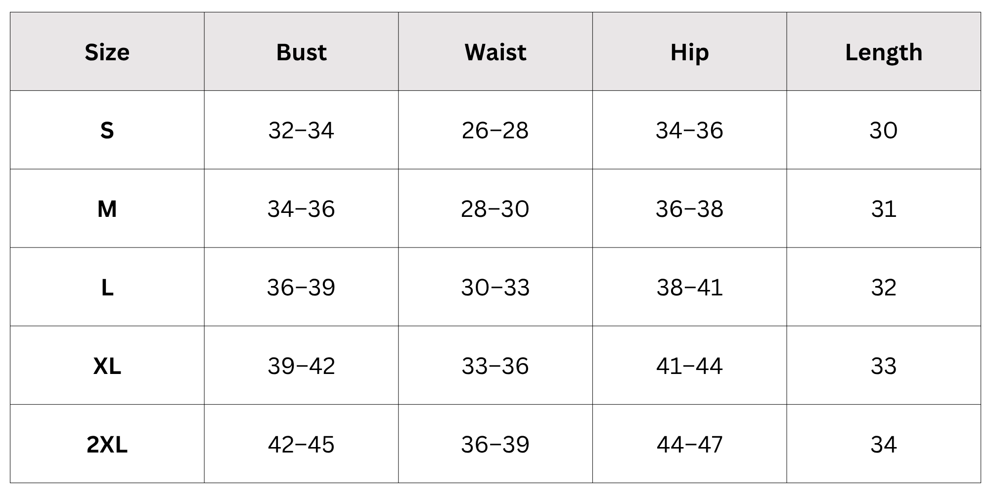 Size Chart