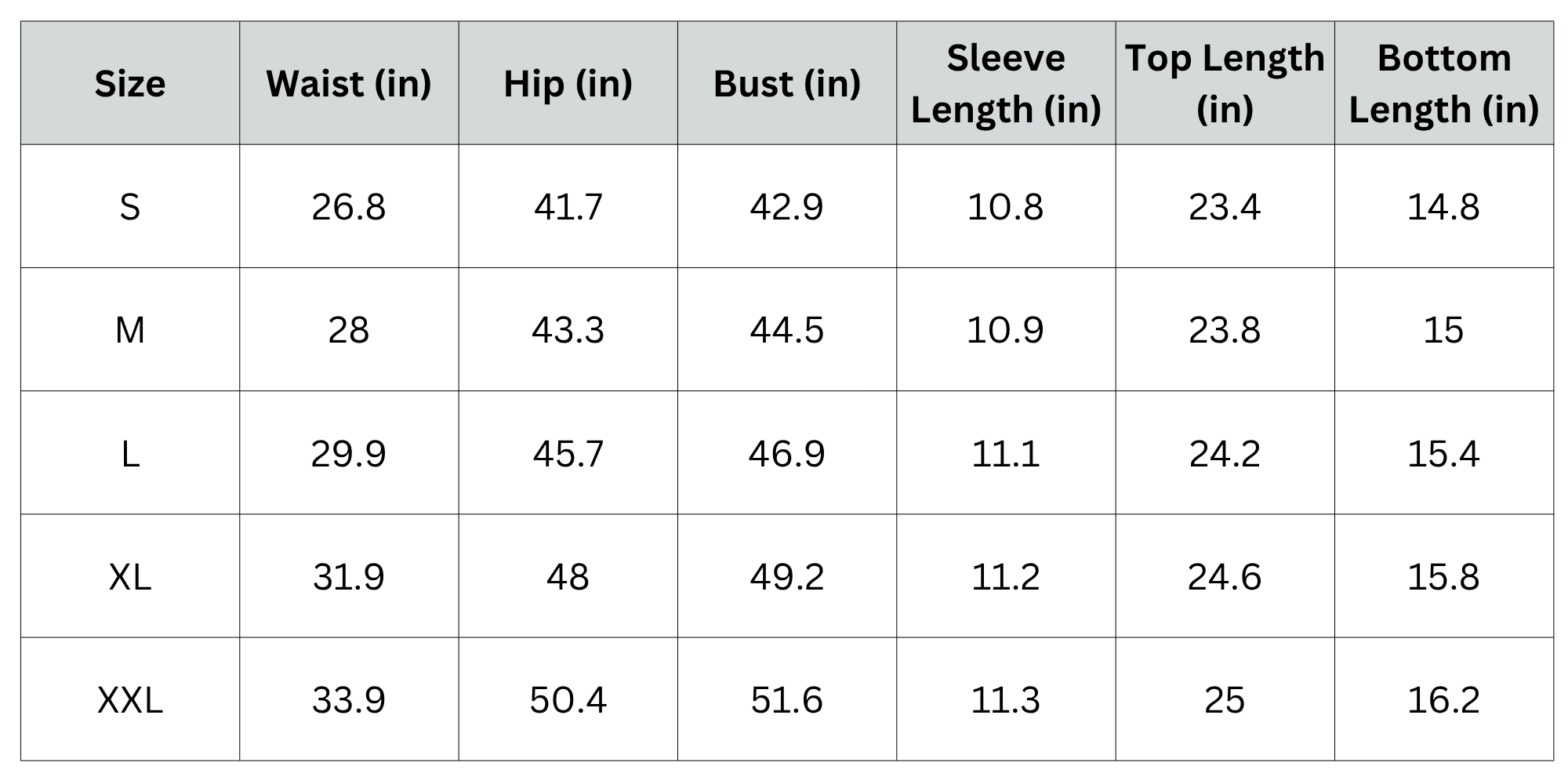 Size Chart