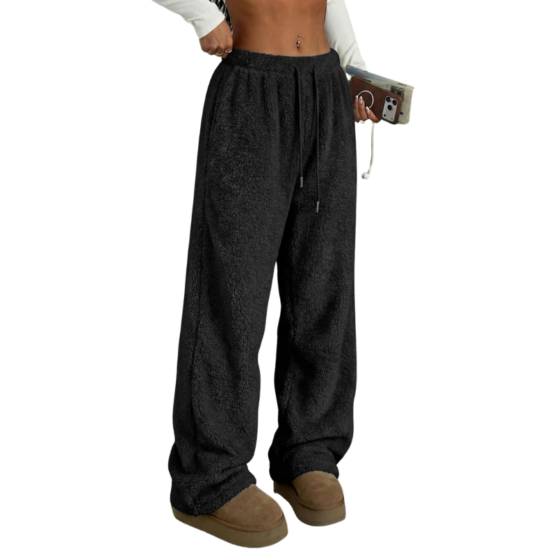 Fuzzy Plush Pajama Pants With Drawstring