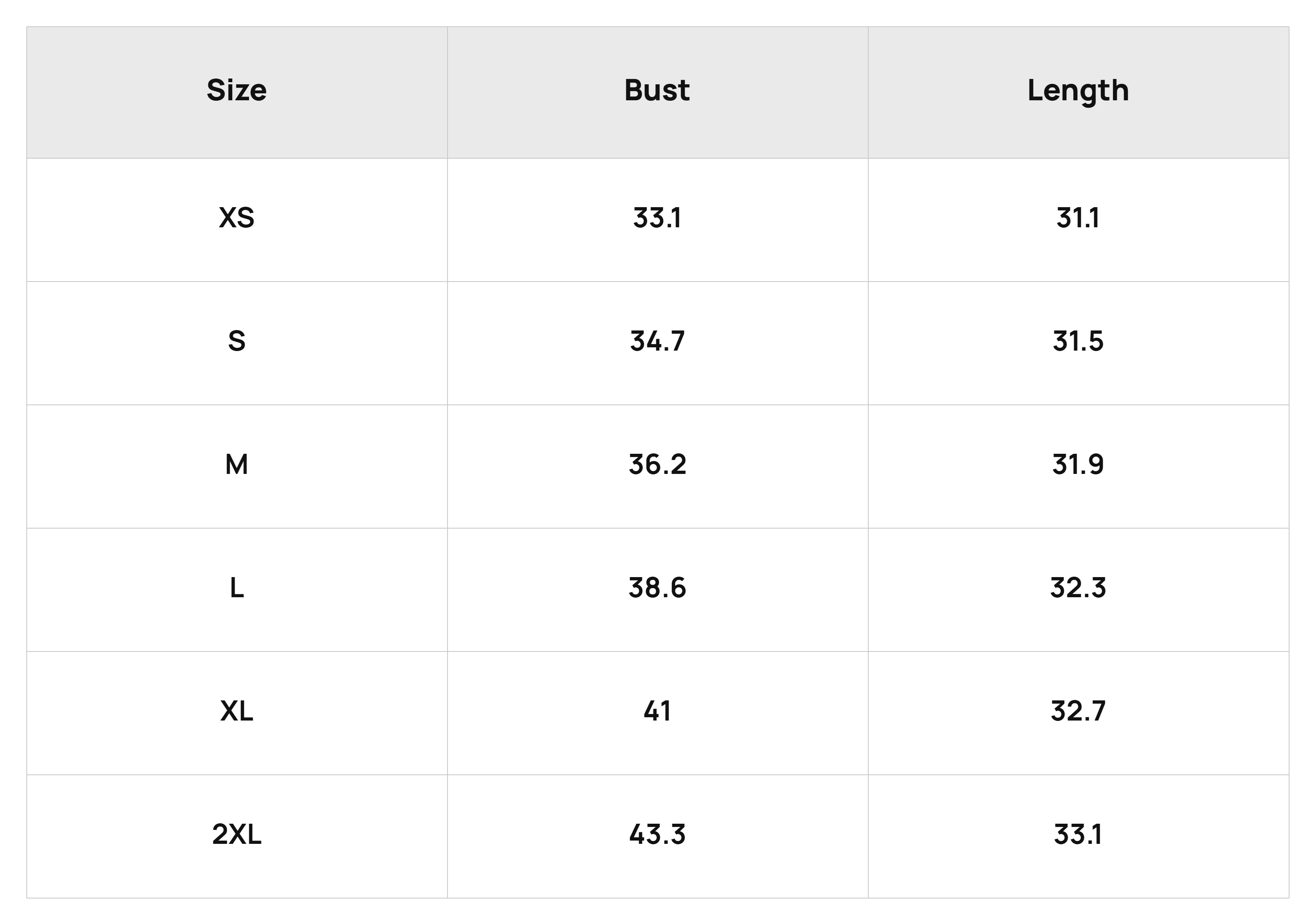 Size Chart