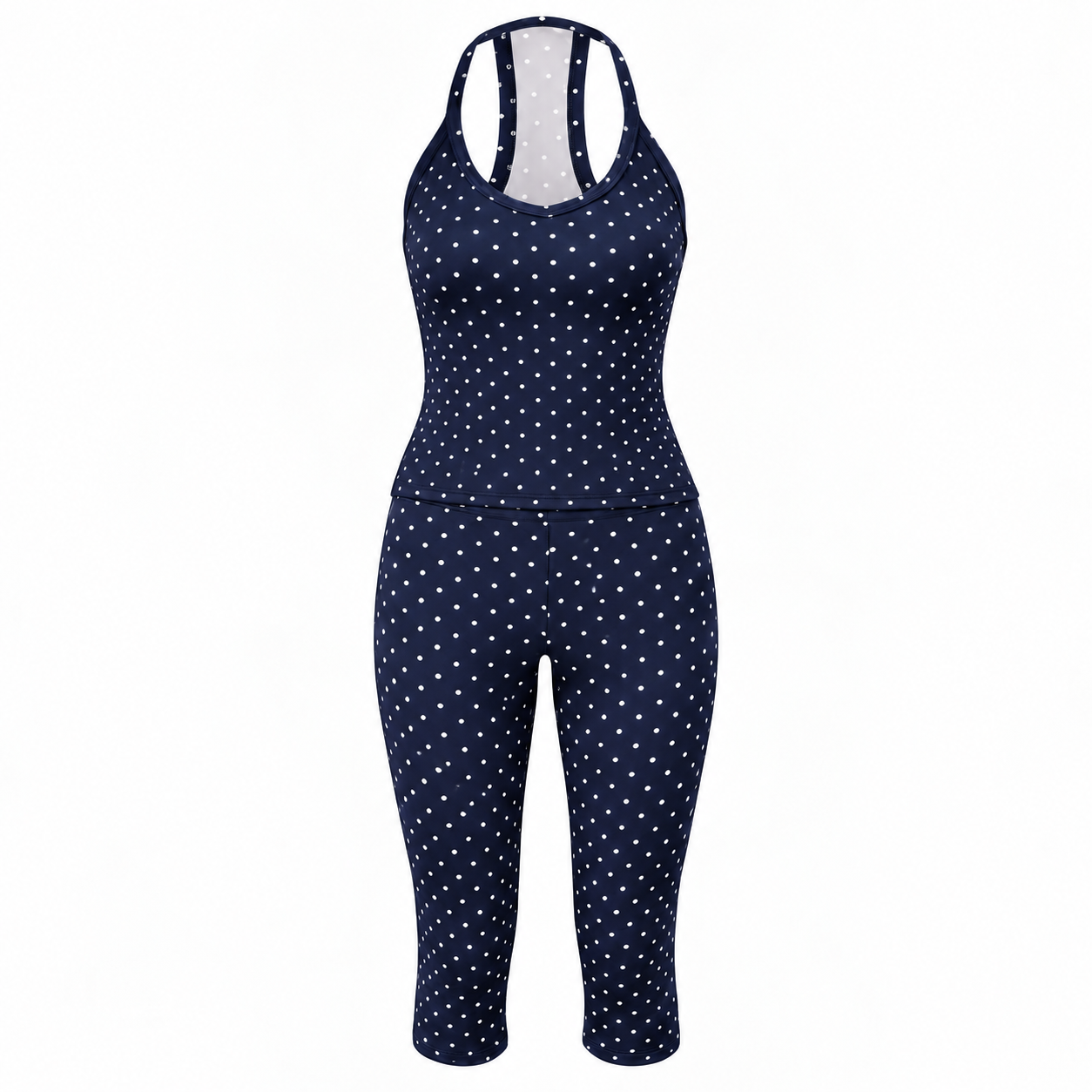 2 Pieces Polka Dot Top And Cropped Pants Set For Women