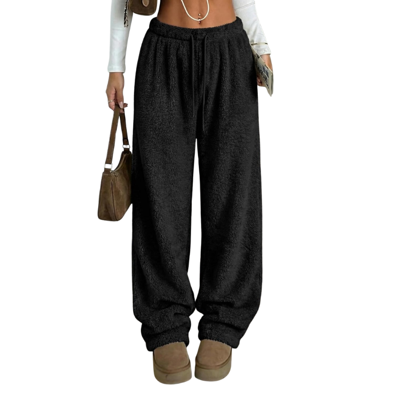 Fuzzy Plush Pajama Pants With Drawstring