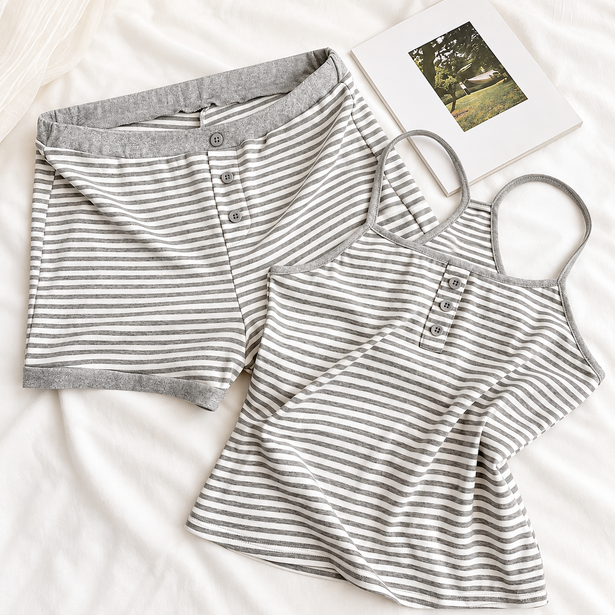 2 Pieces Cami Top And Shorts Lounge Set For Women