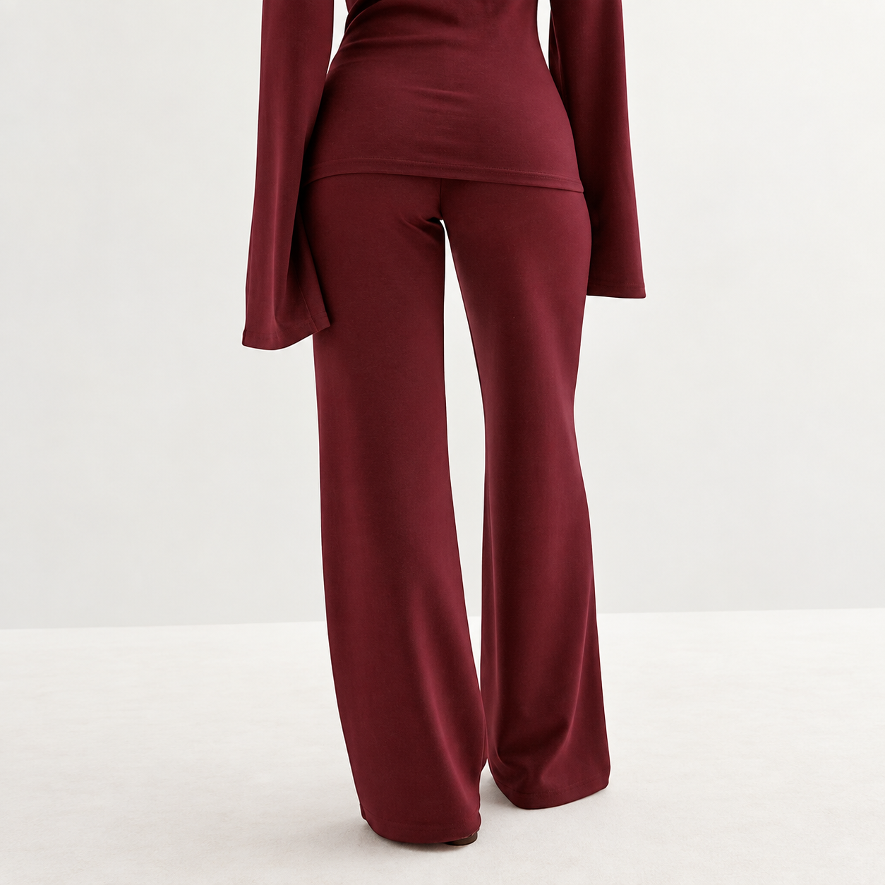 2 Pieces Flare Sleeve Top And Straight Length Pants For Women