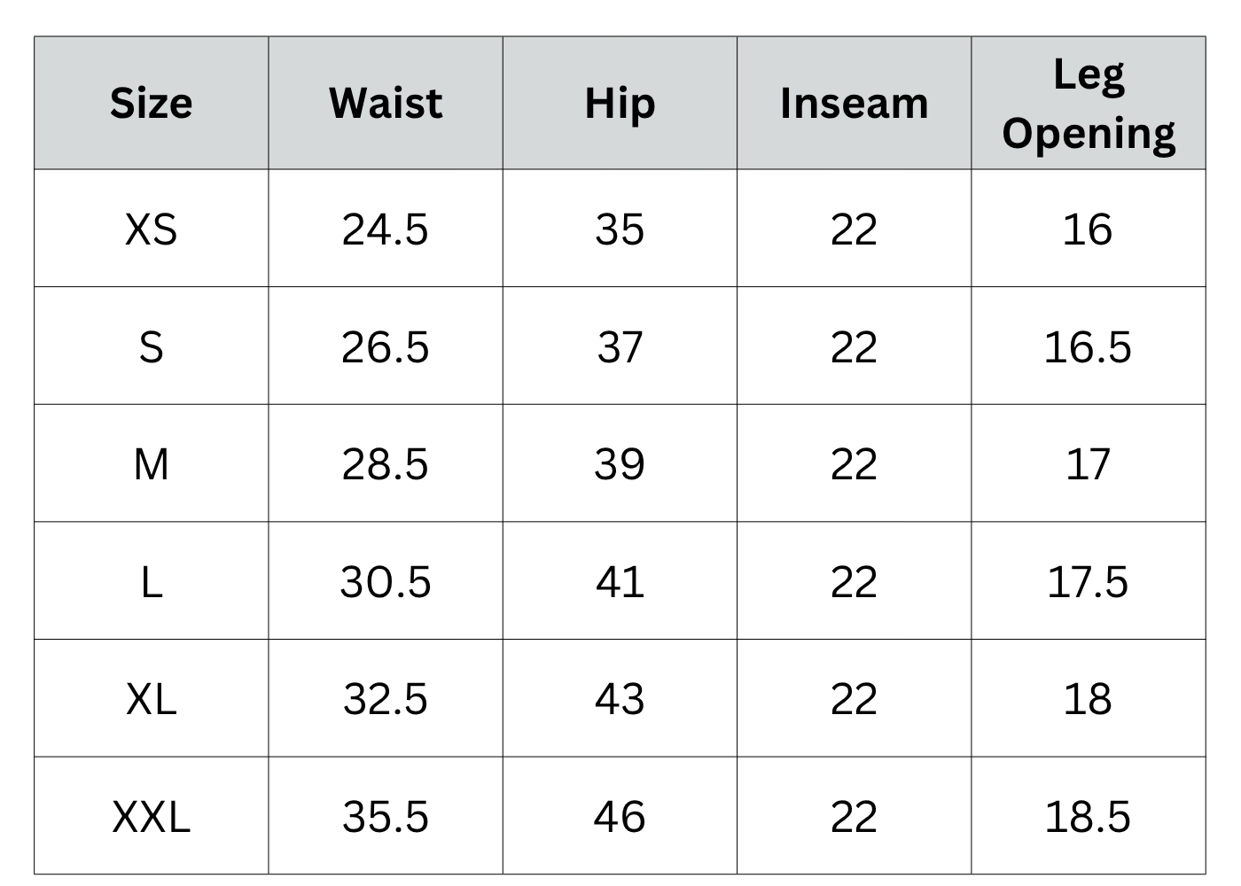 Size Chart
