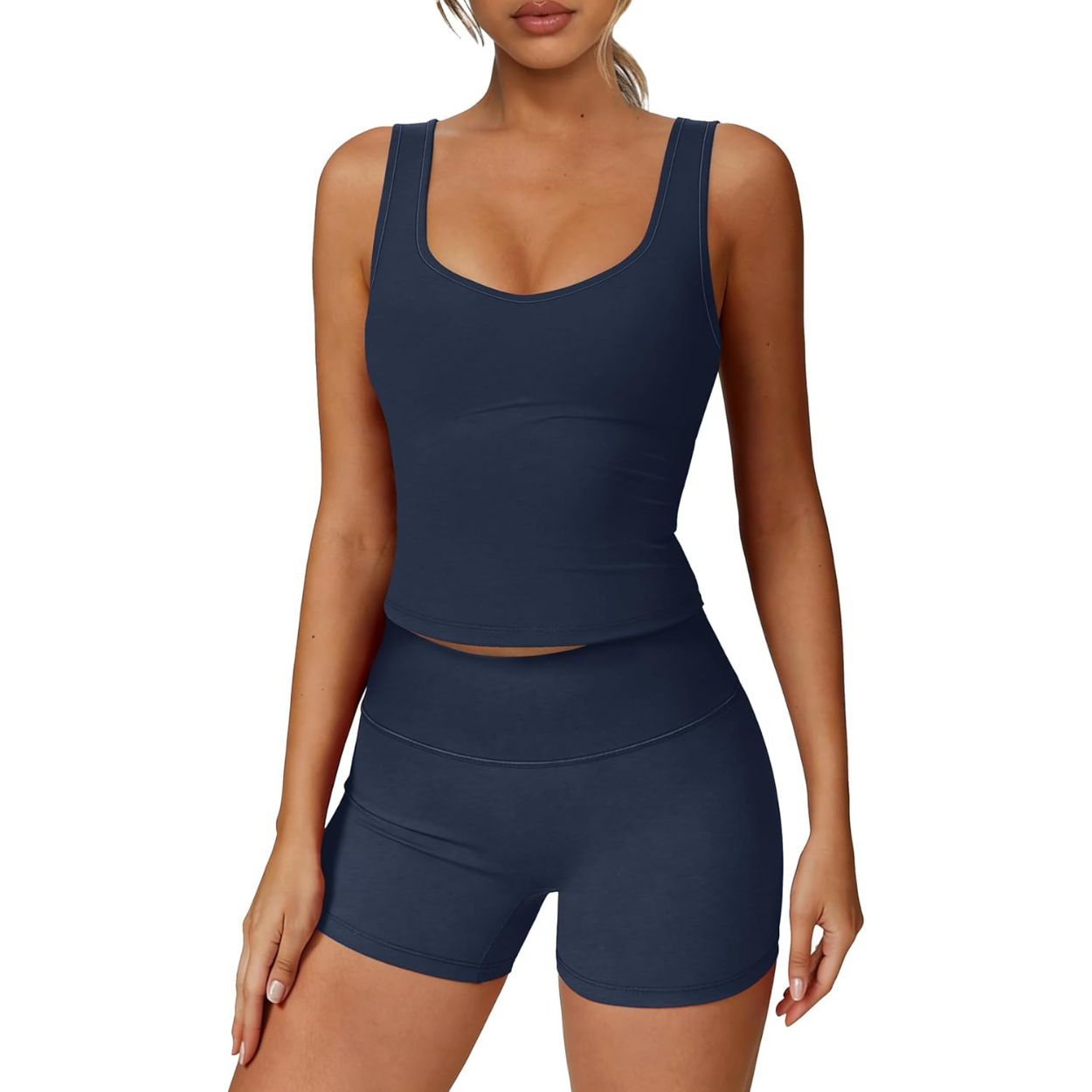 Activewear Two Piece Set with Tank and Shorts For Women