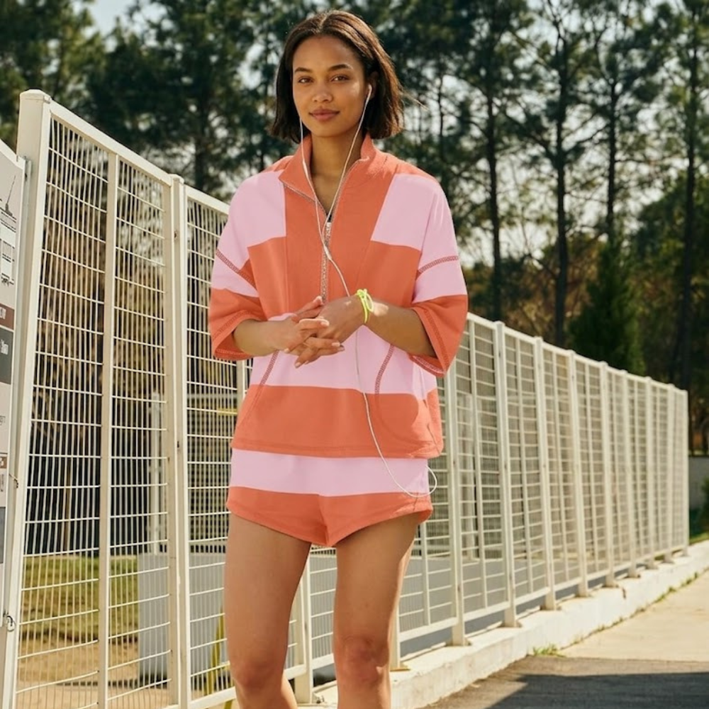 Two Piece Outfit Tracksuit Oversized Lounge Shorts With Pockets For Women