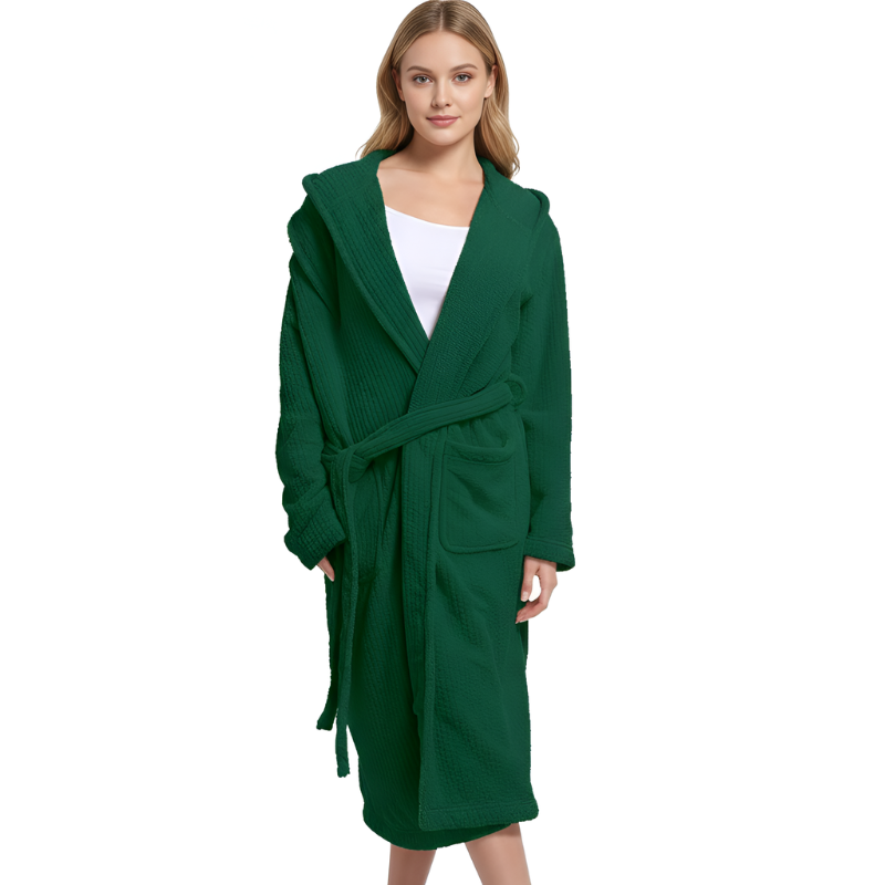 Womens Shawl Collar Bathrobe Soft Long Towel Robes For Women