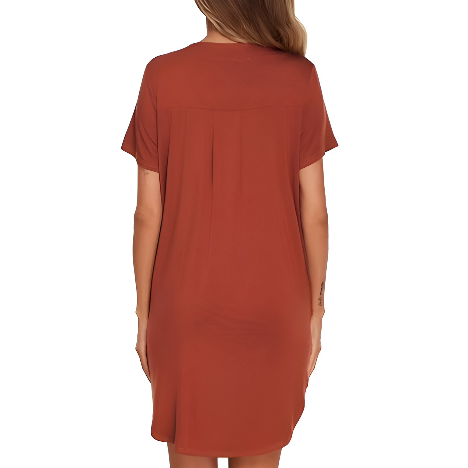 Button Down Nightgown With V Style Design For Women