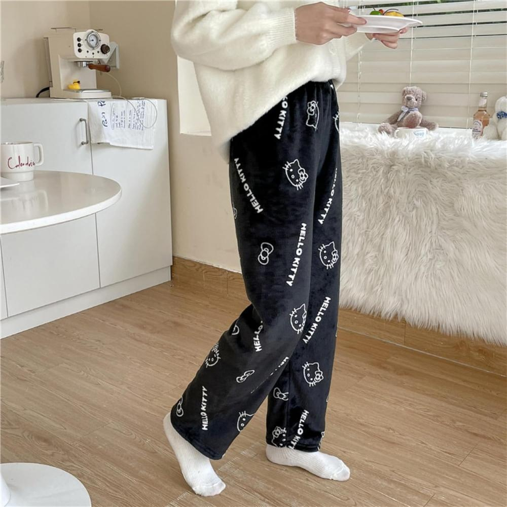 Cartoon Cat Print Pajama Pants