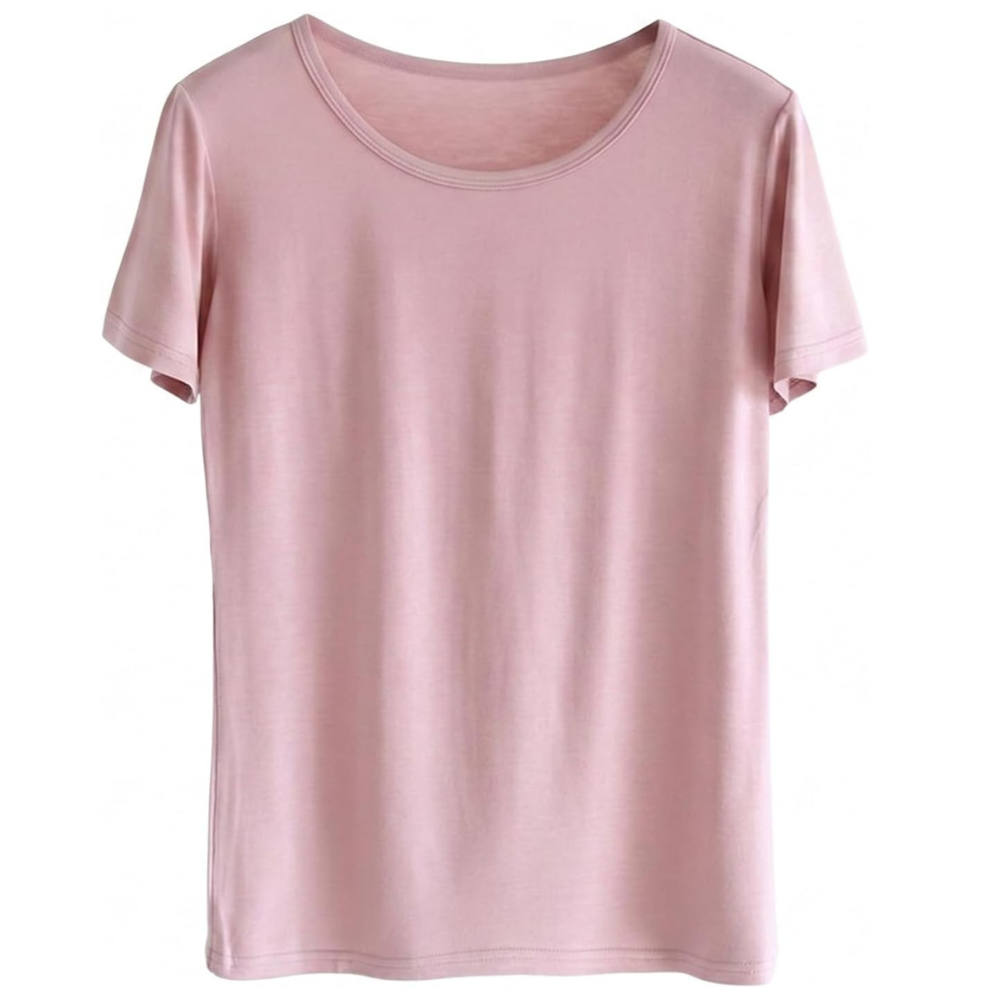 Women Round Style Solid Pajama Top