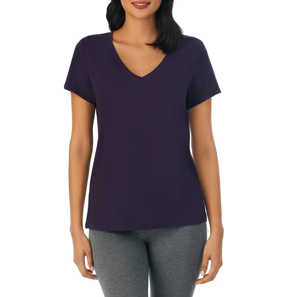 Cotton Knit V Style Sleep Shirt Pajama Top
