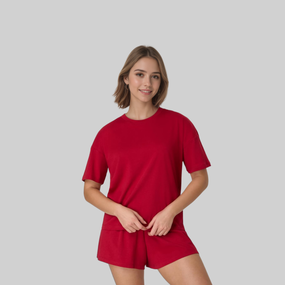 2 Piece Lounge Set With Supersoft Boxy T Shirt And Shorts