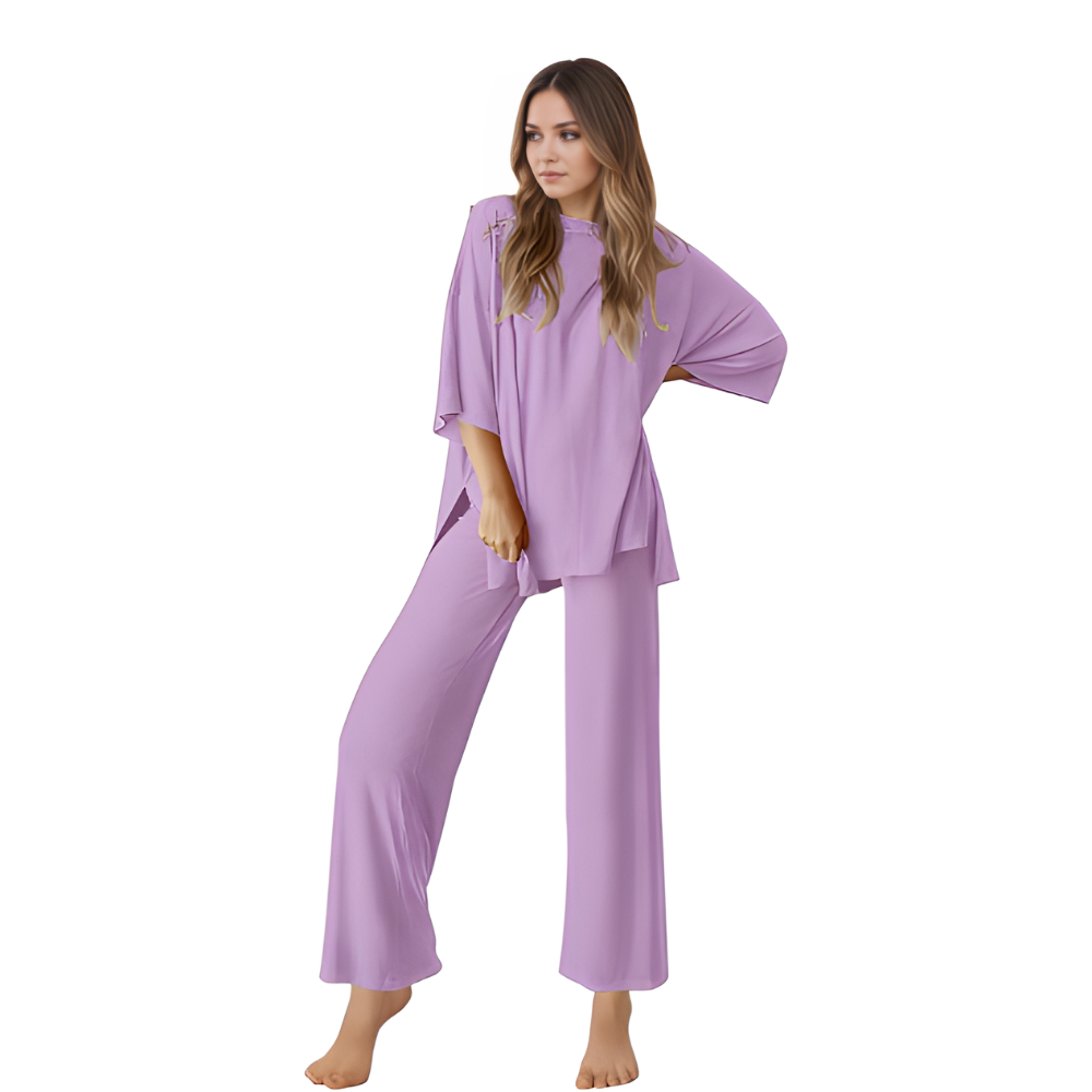 Short Sleeve Tops And Long Pants Loungewear Set For Women