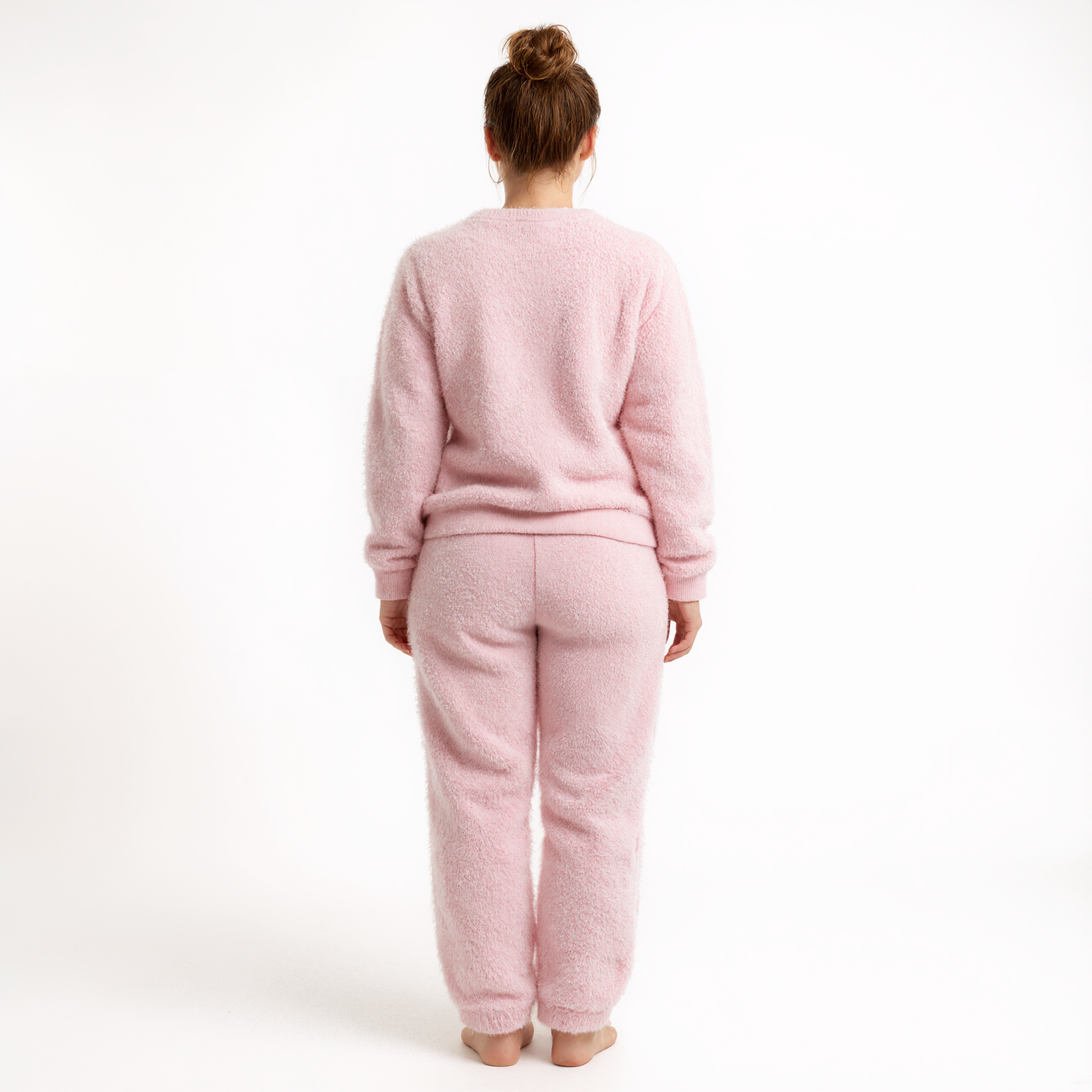 Cartoon Cat Thick Fleece Pajama Set For Women