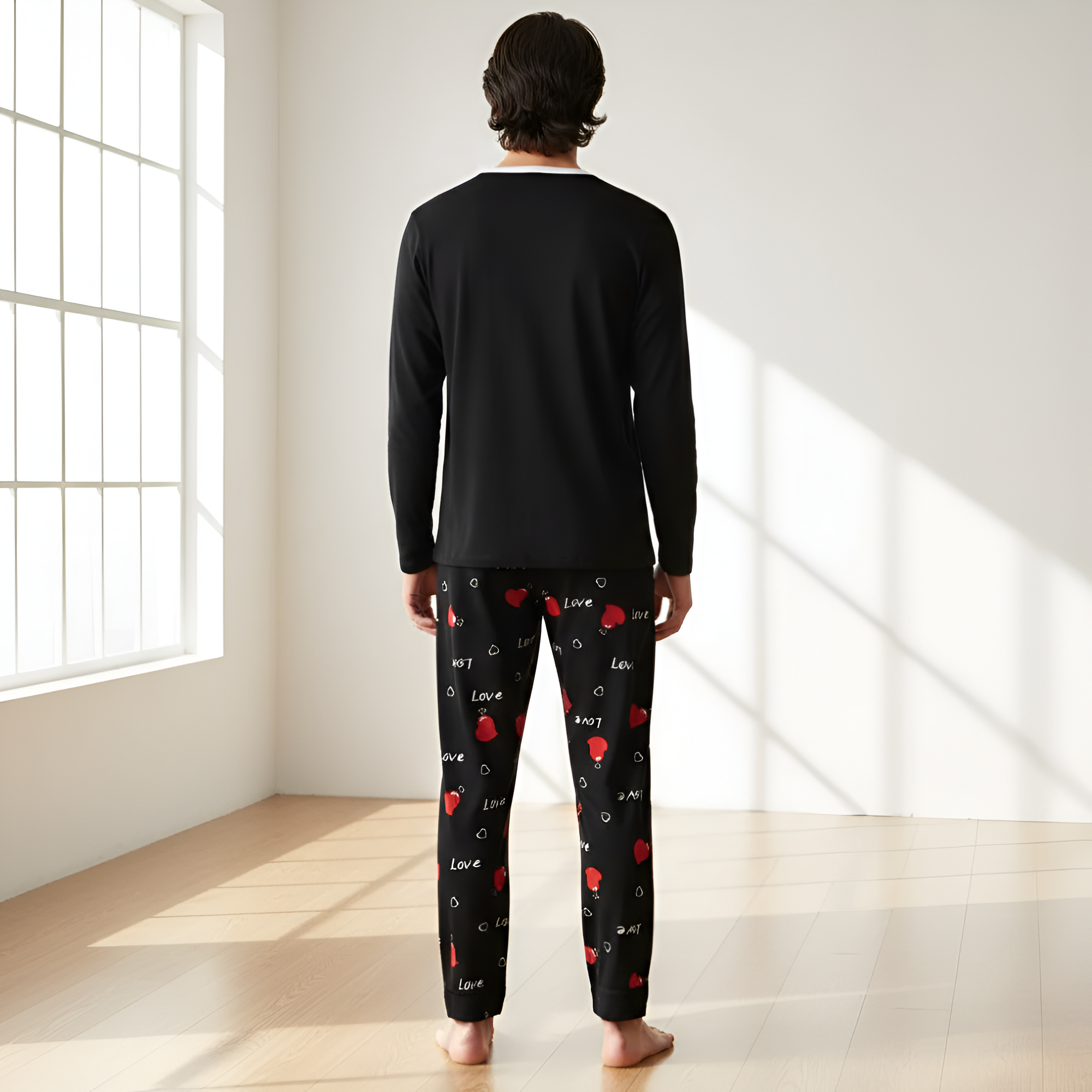 Matching Print Pajama Top Pants Set For Couples