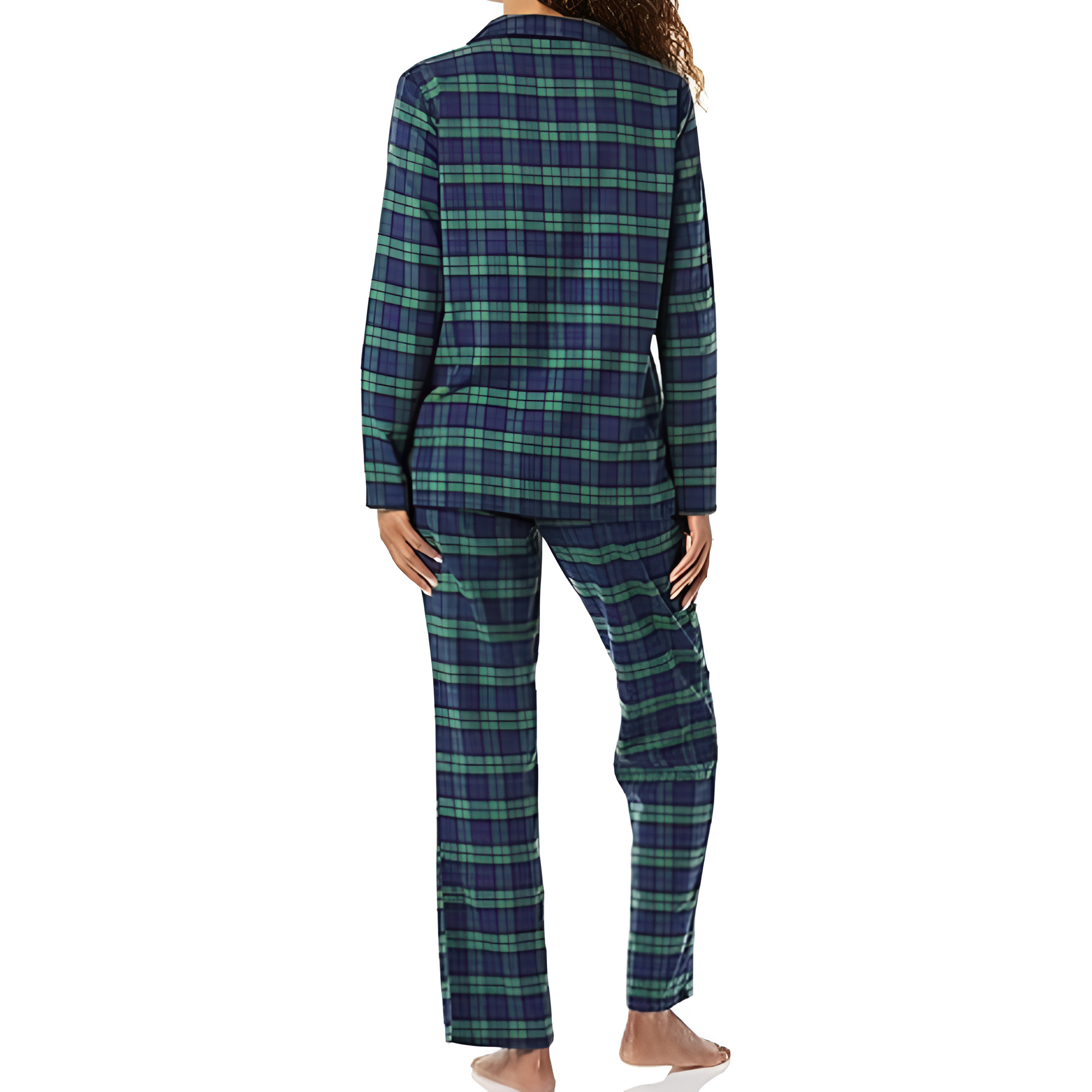 2 Piece Classic Flannel Button Down Pajama Set With Pants