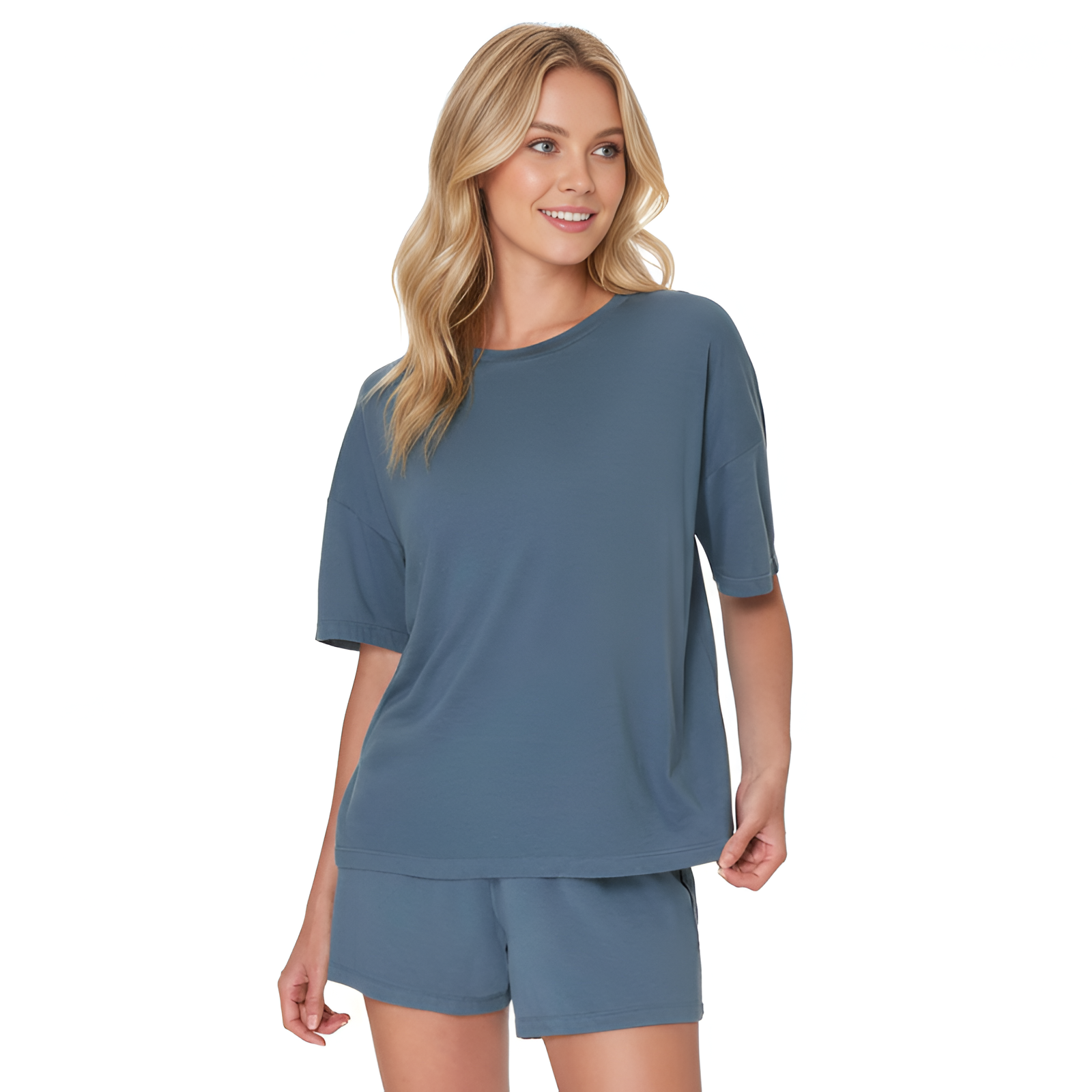 Soft Boxy T Shirt Sleep Shorts Set For Women