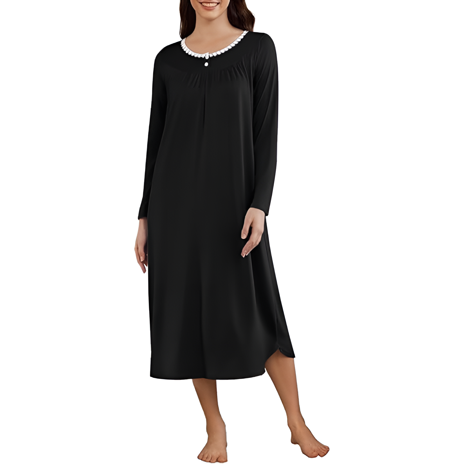 Full Length Nightgown For Women With Pockets