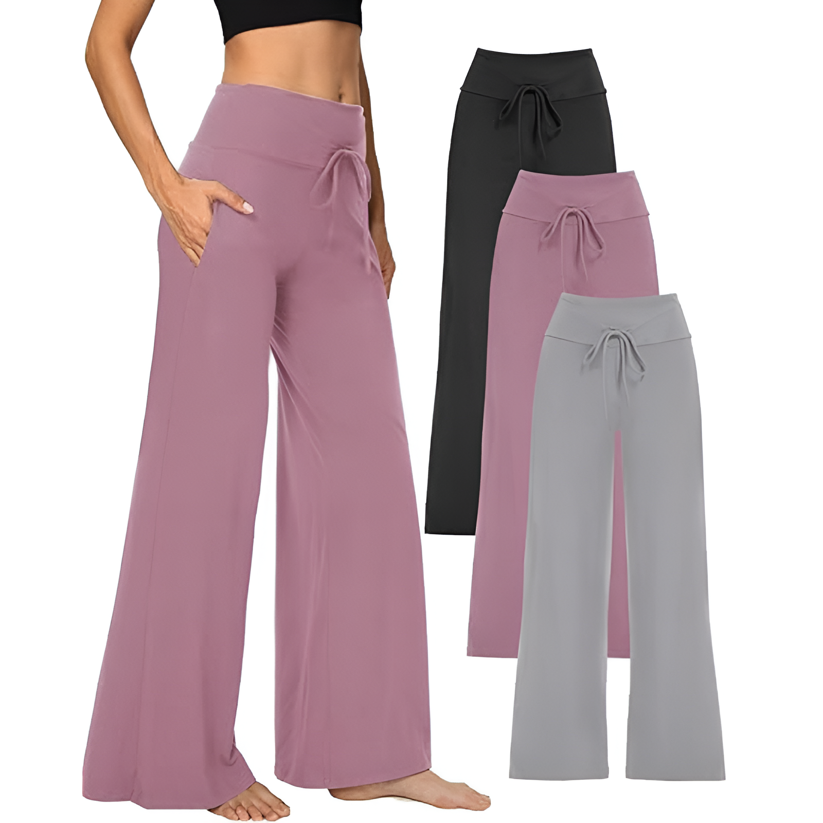 Wide Stretch Lounge Pants With Pockets For Women