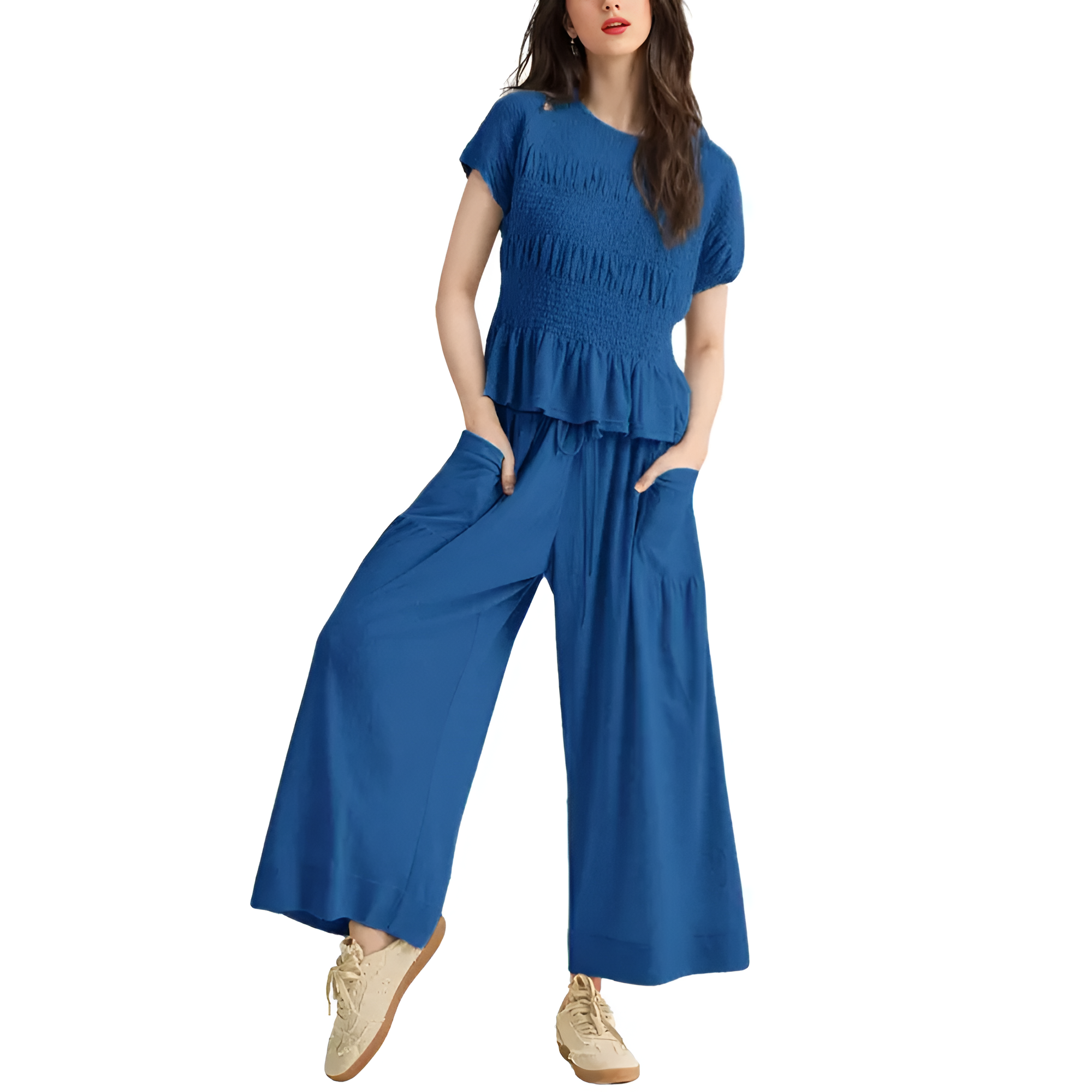 Smocked Top Wide Pant Matching Set