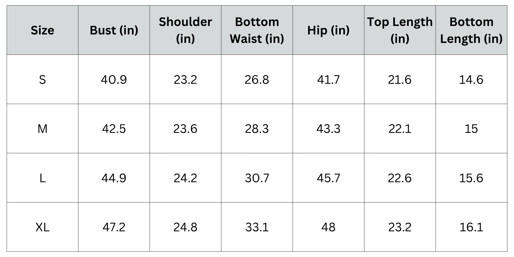 Size Chart