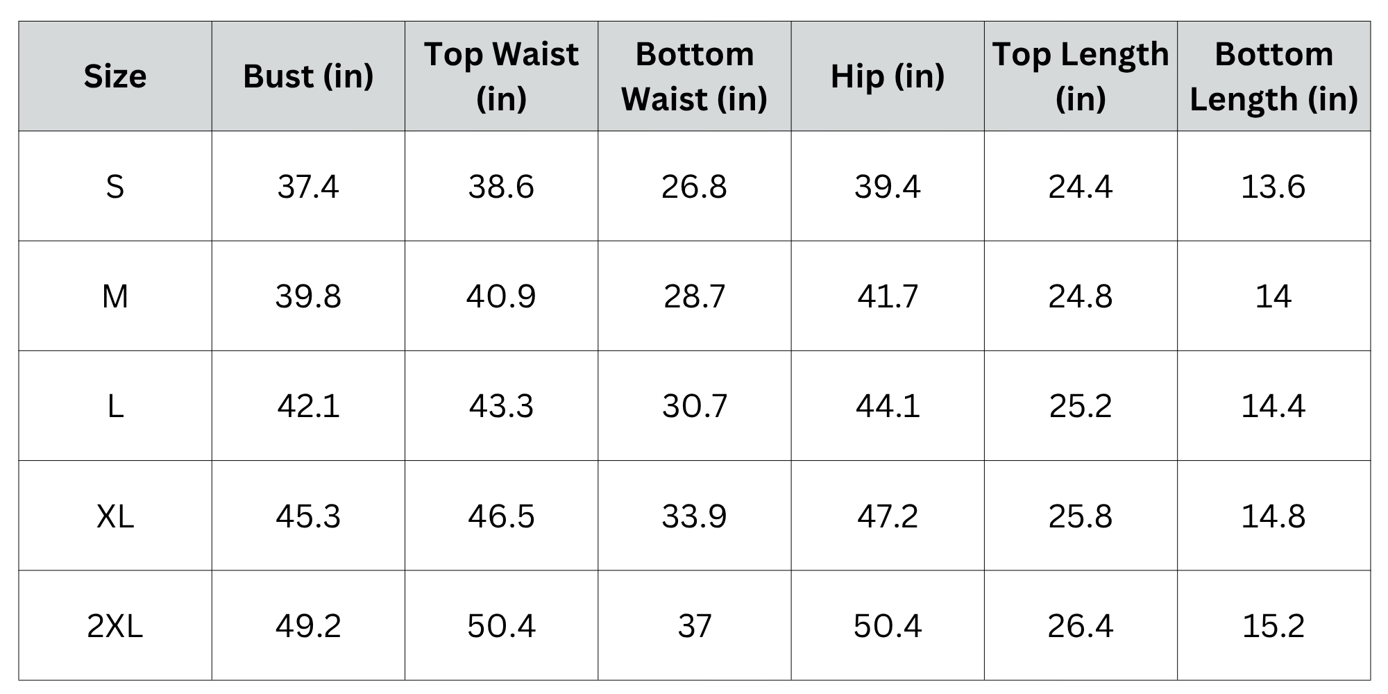 Size Chart