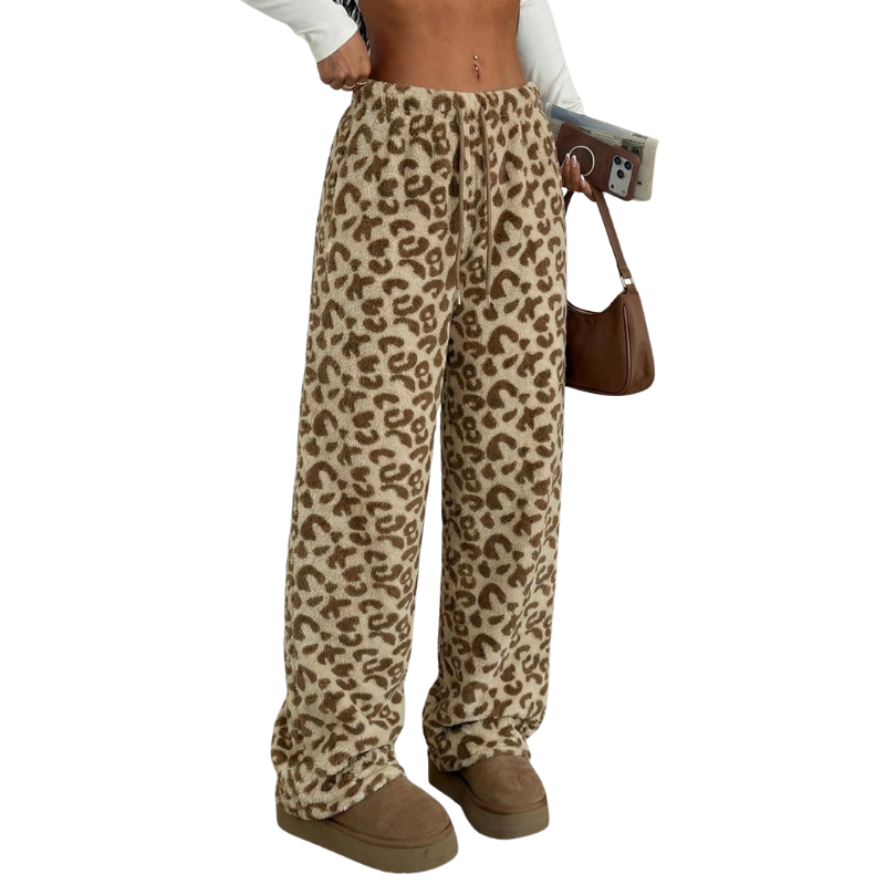 Fuzzy Plush Pajama Pants With Drawstring