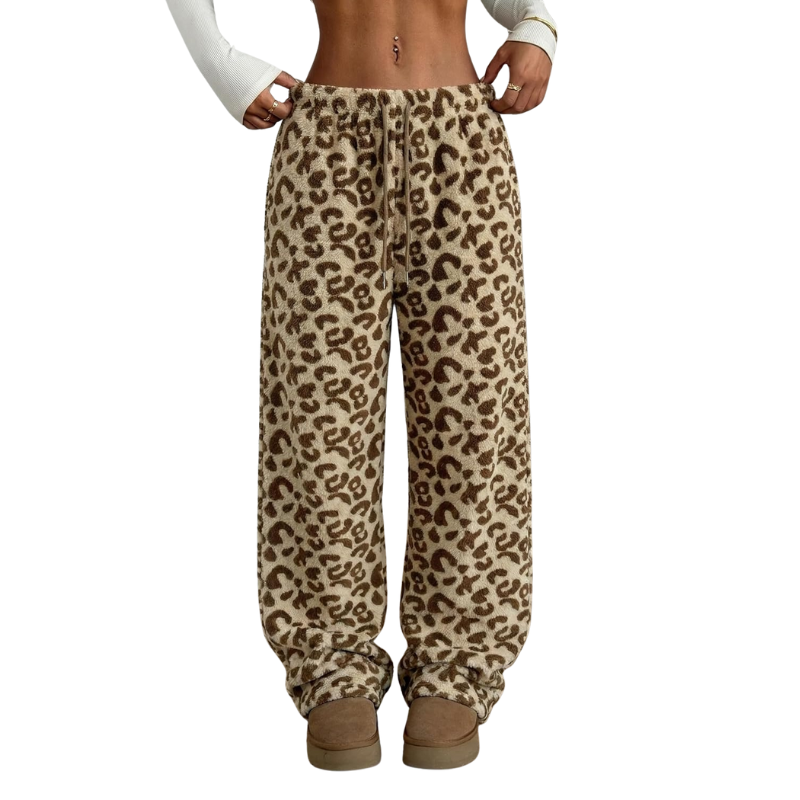 Fuzzy Plush Pajama Pants With Drawstring