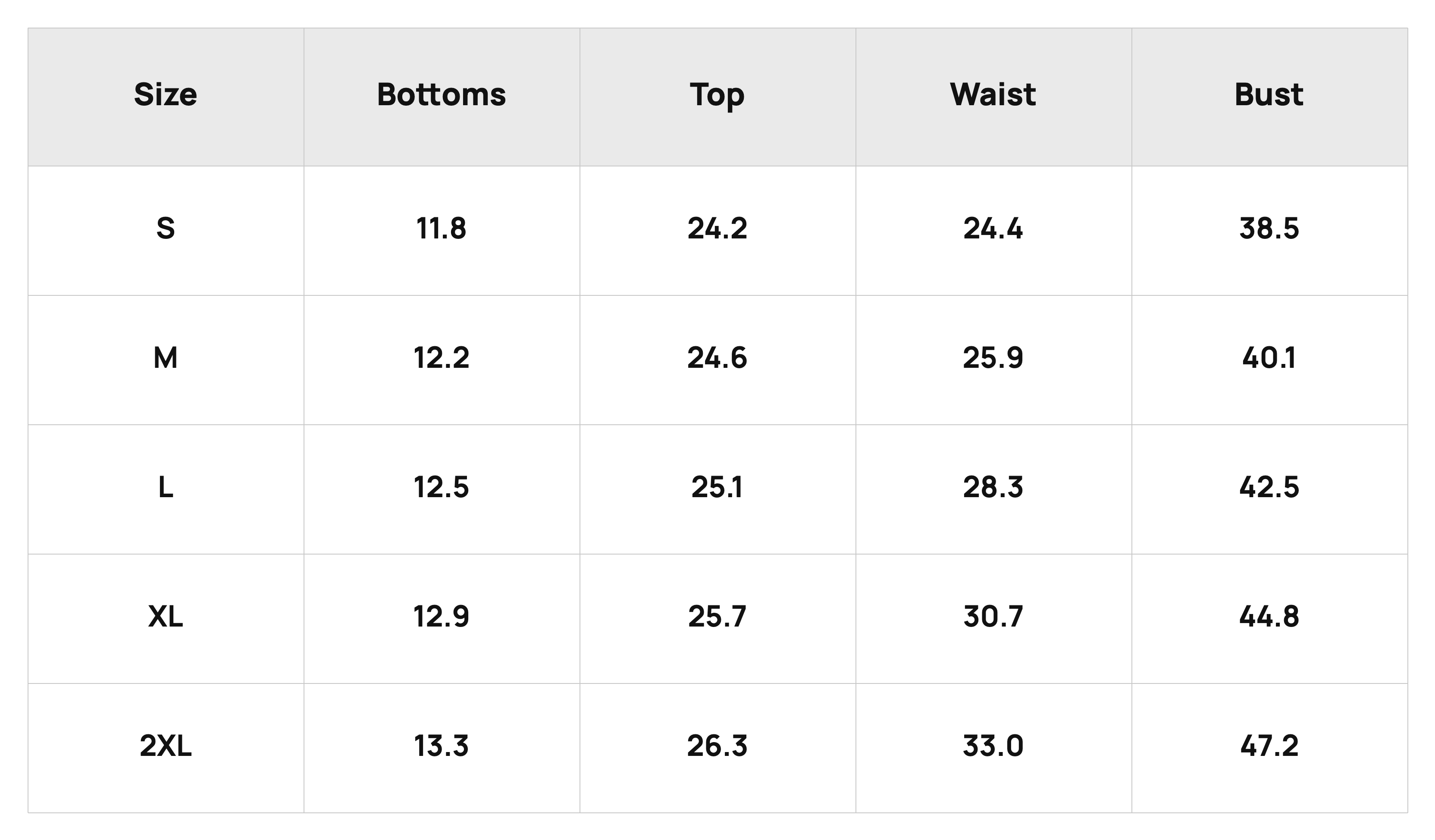Size Chart