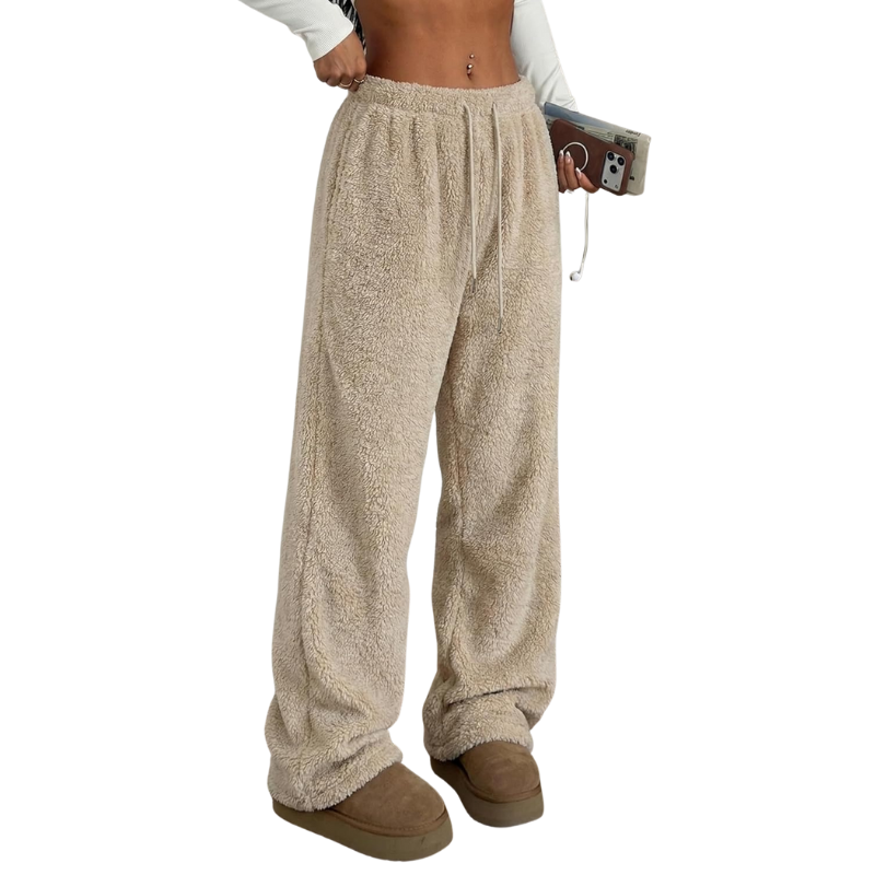 Fuzzy Plush Pajama Pants With Drawstring
