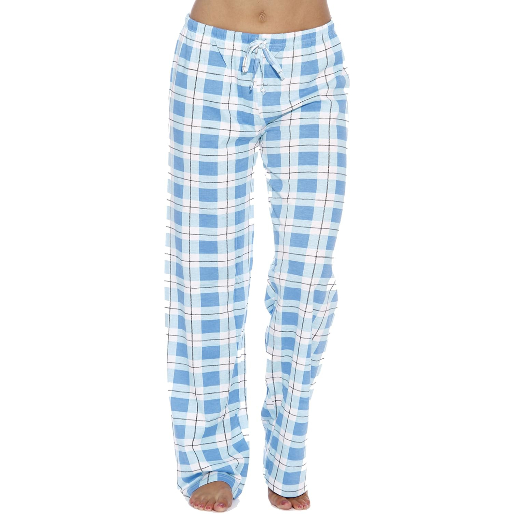 Plush Pajama Pants For Night Wear With Buffalo Plaid For Women