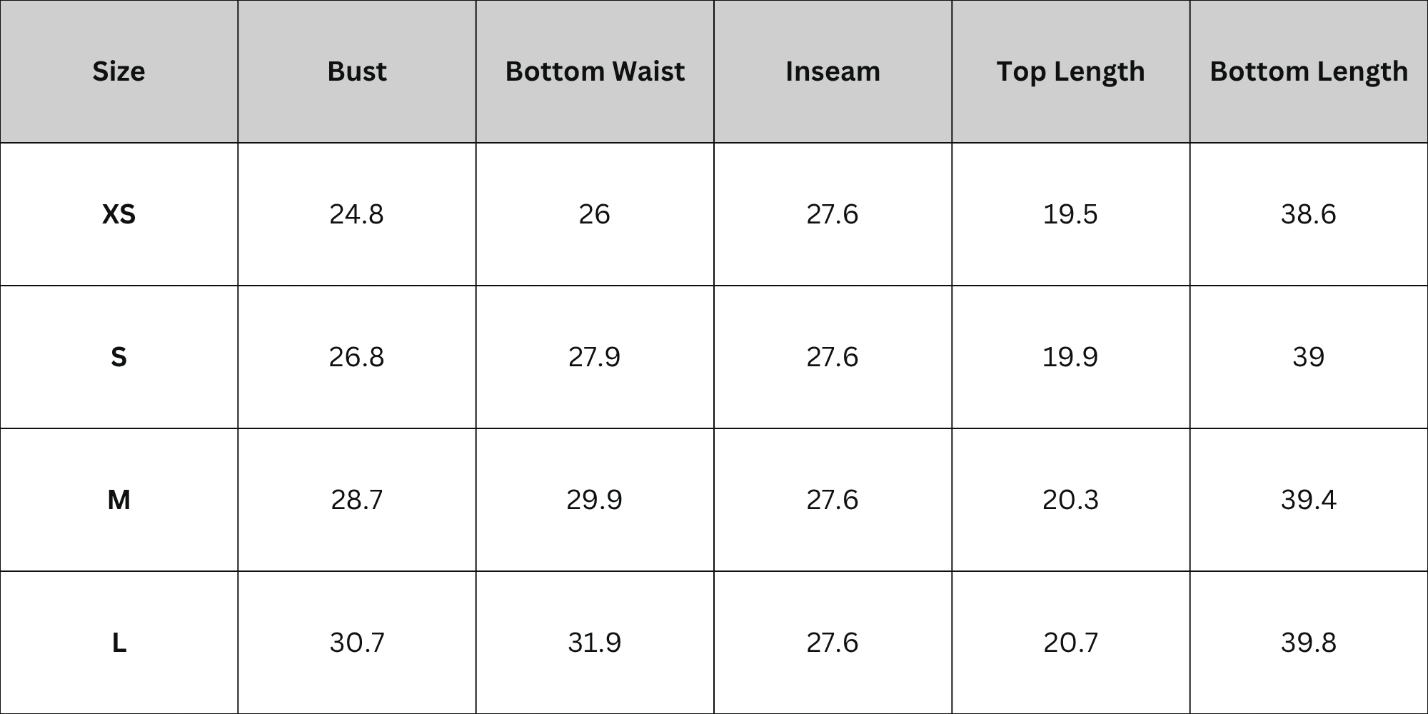 Size Chart
