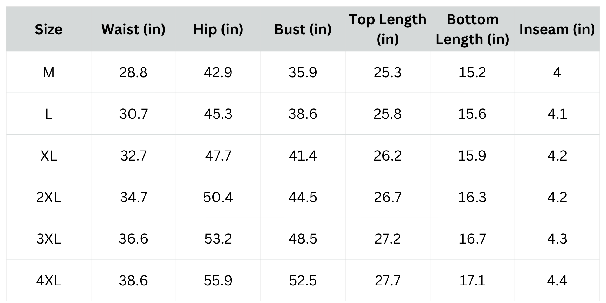 Size Chart
