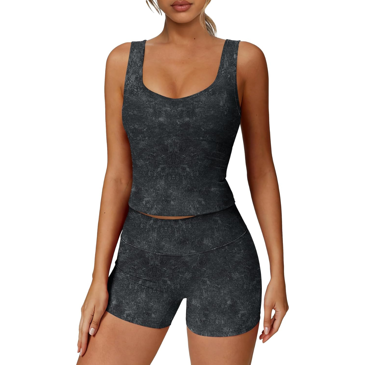 Activewear Two Piece Set with Tank and Shorts For Women