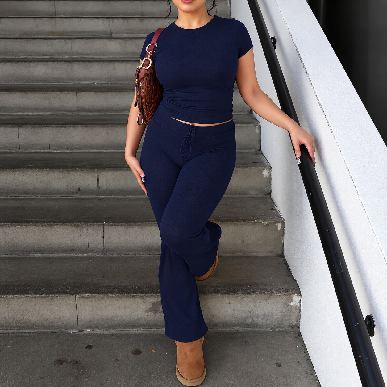 2 Pieces T Shirt And Pants Matching Set For Women