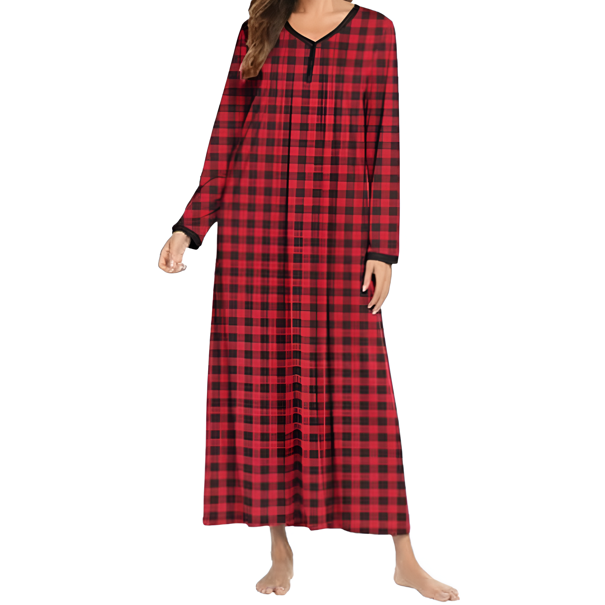 Henley Long Sleeve Nightgown Sleepwear For Women