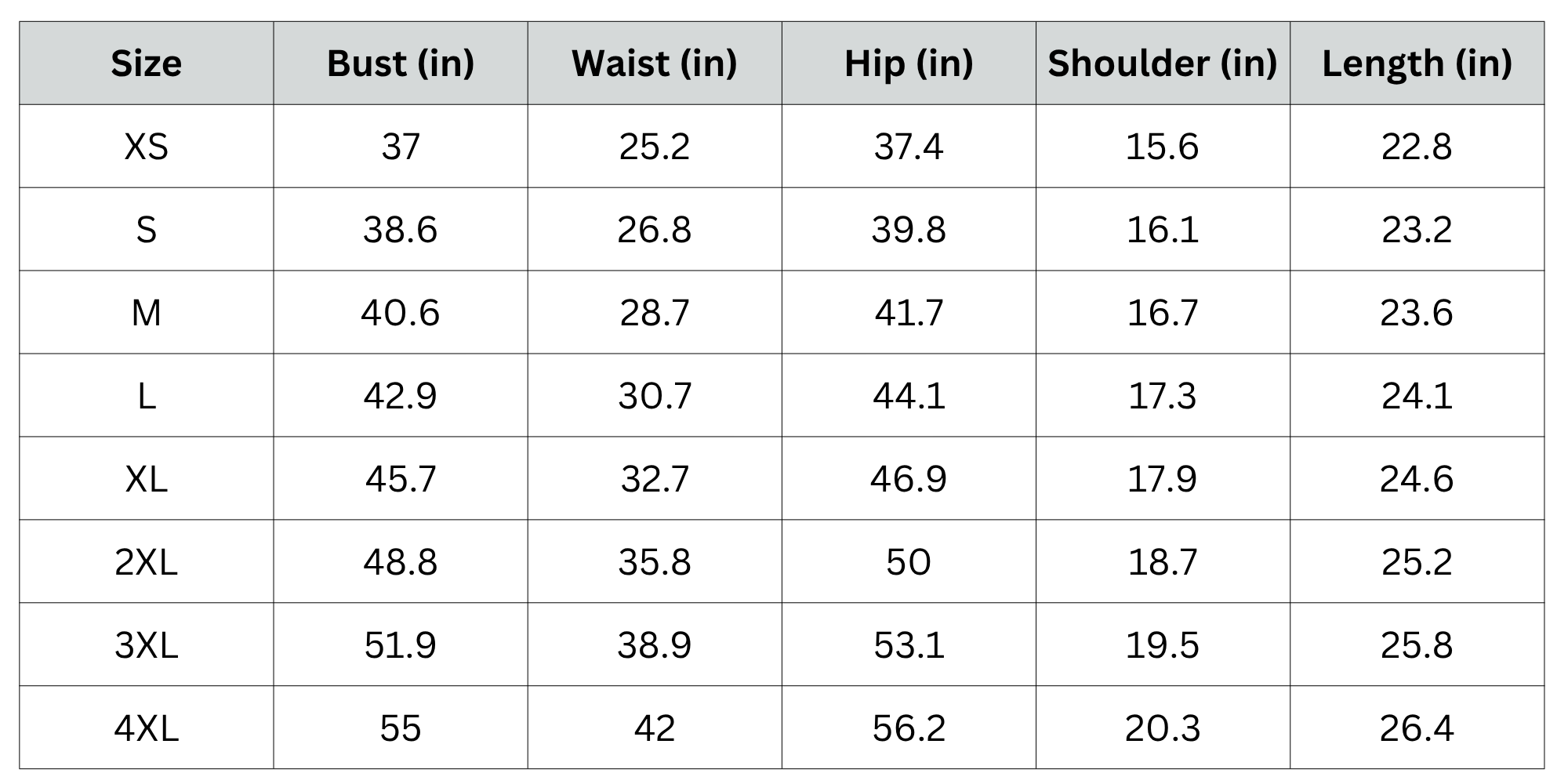 Size Chart