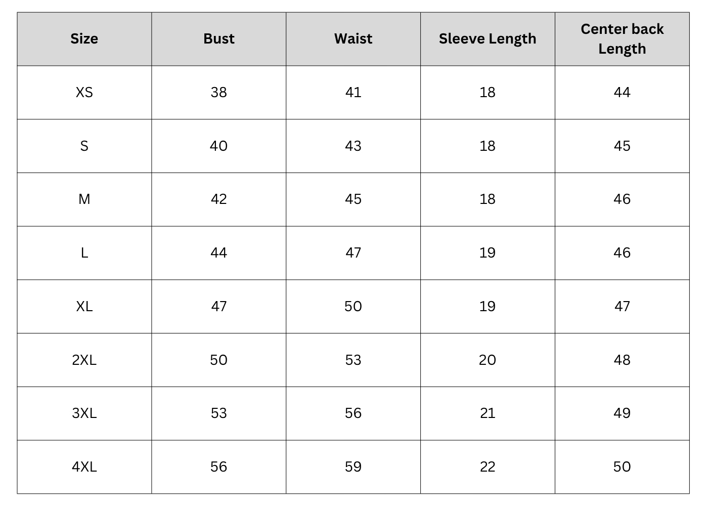 Size Chart