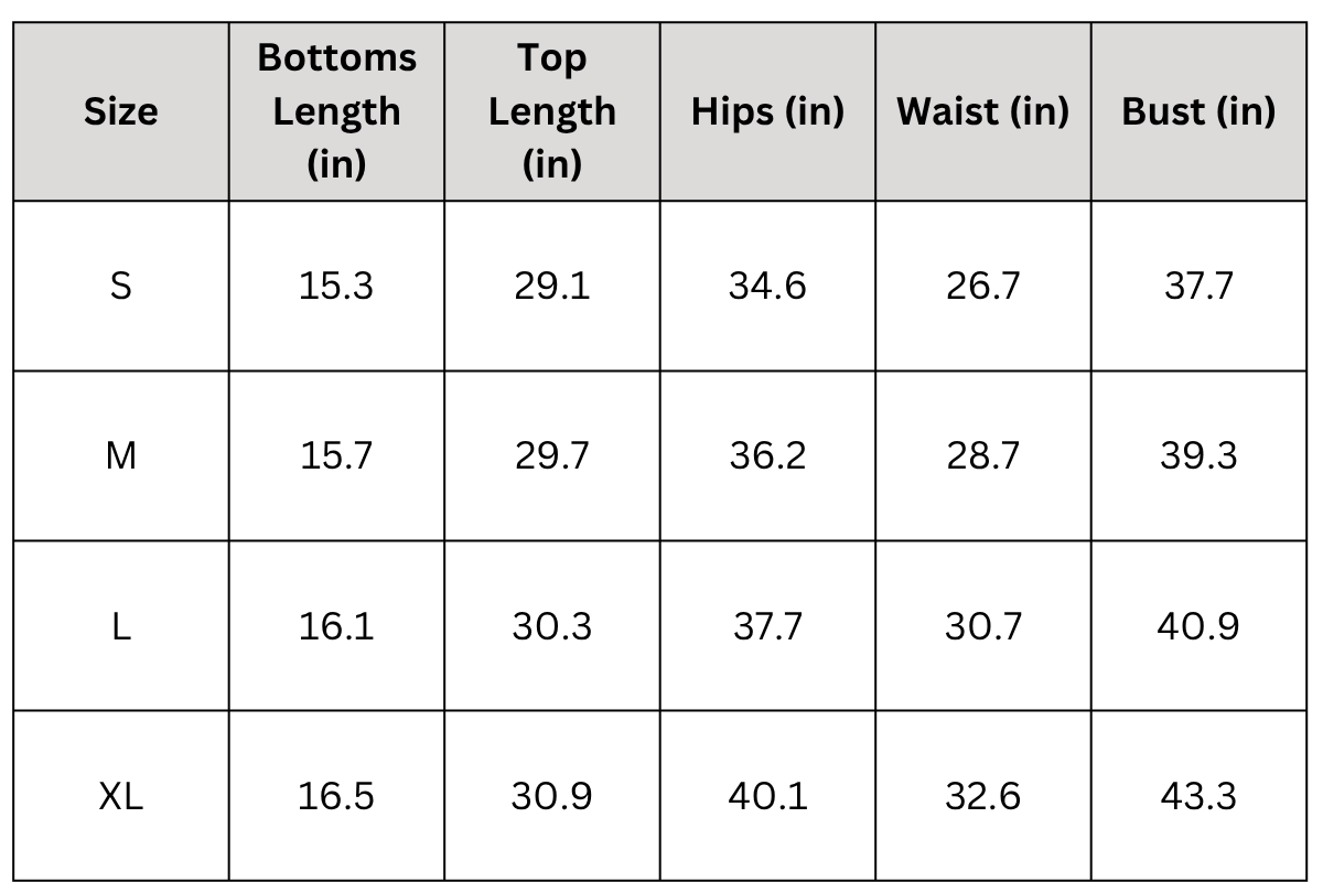 Size Chart Size Chart