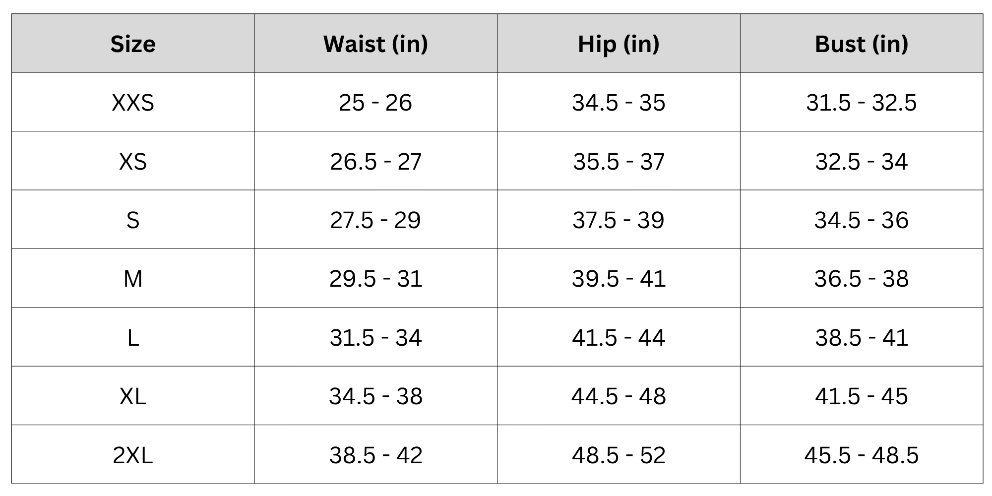 Size Chart