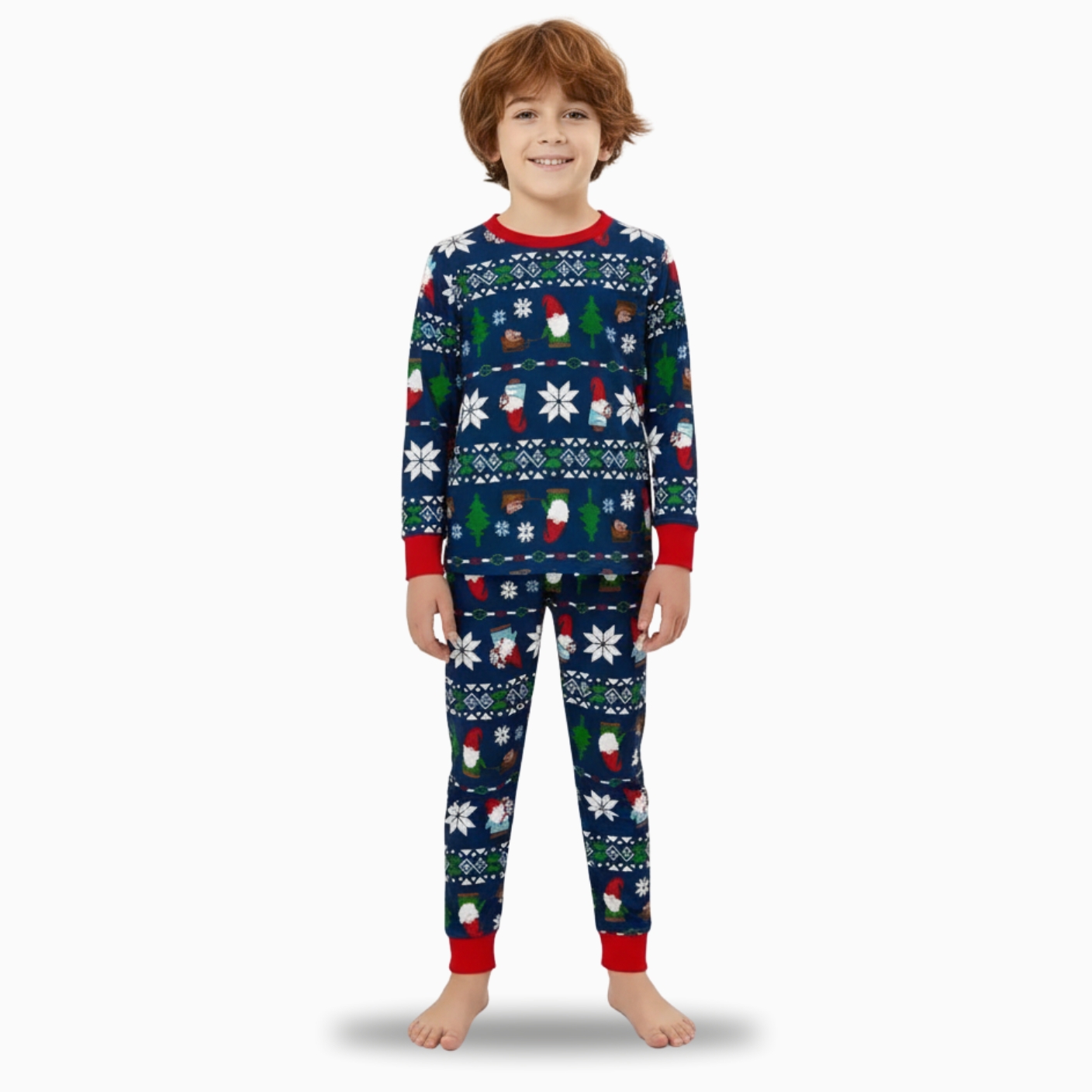 Santa Gnome And Snowflake Pattern Family Matching Christmas Pajama Set