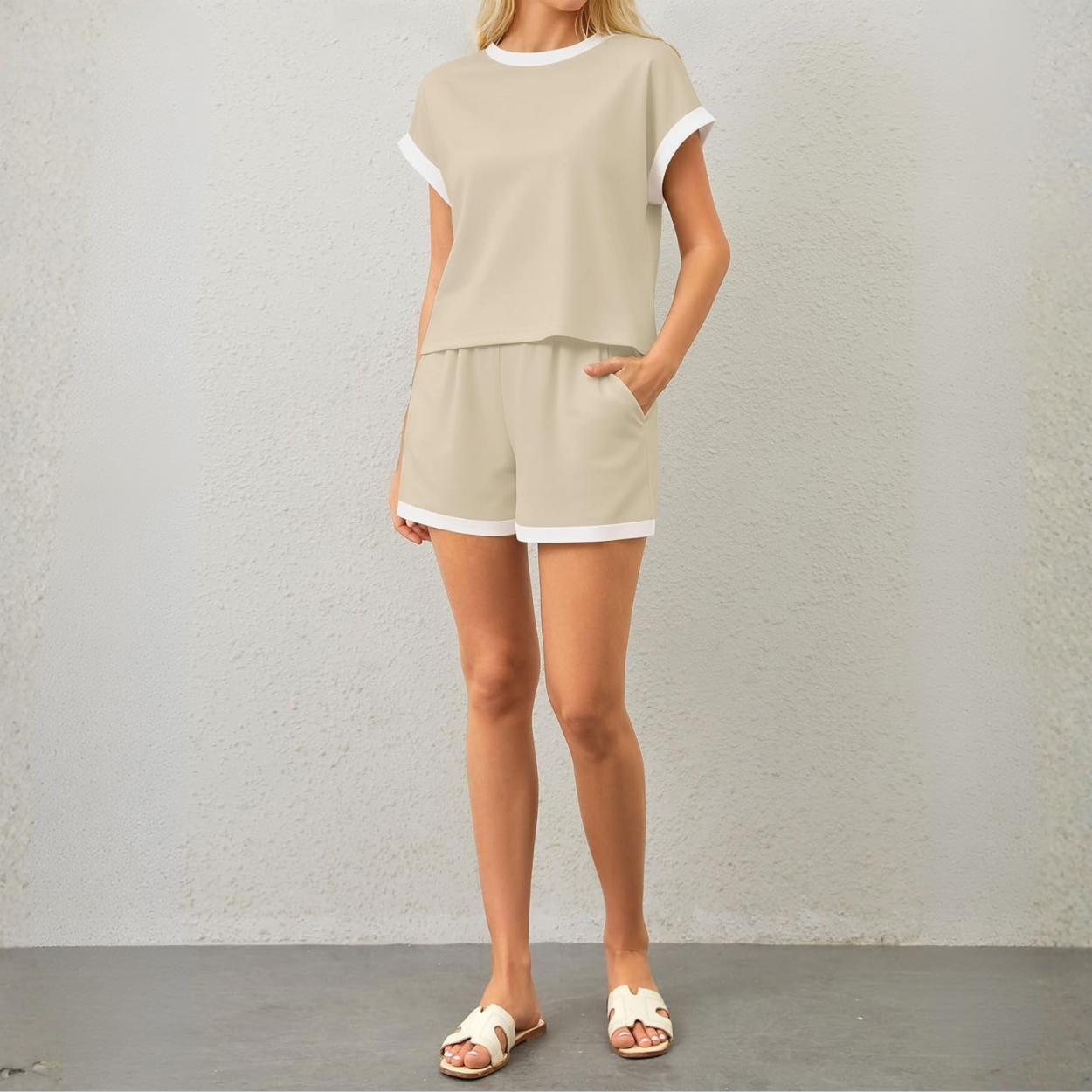Casual Summer Loungewear Set With Knit Top