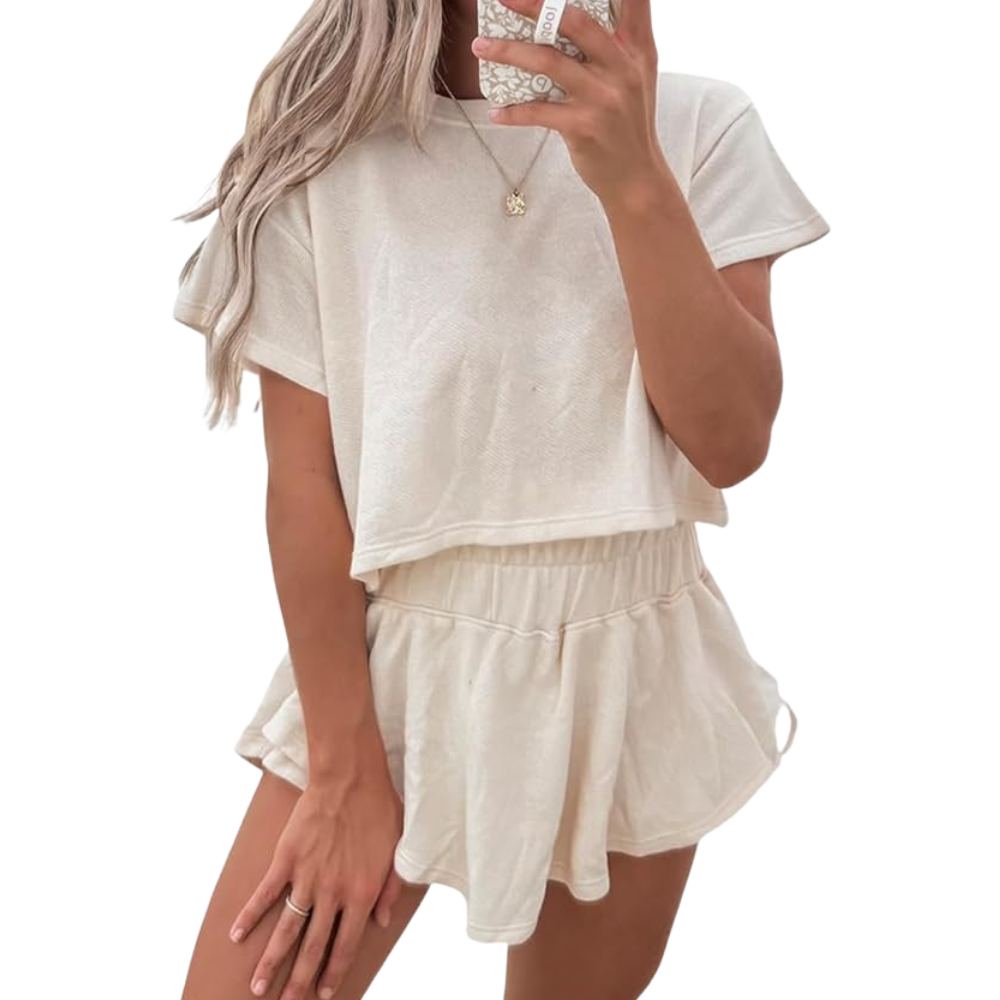 Summer Casual Cropped Lounge Two Piece Set Outfits For Women