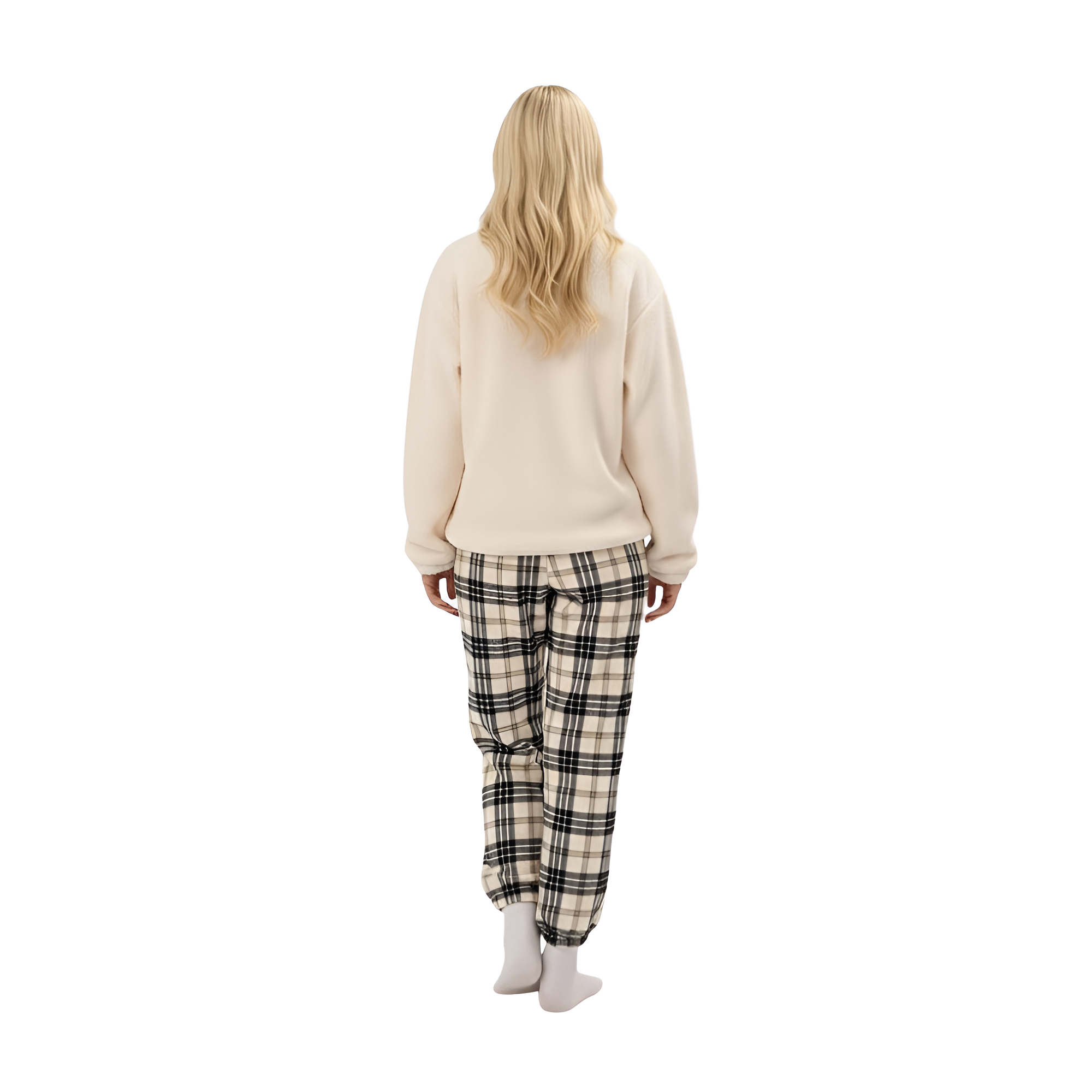 Embroidered Beanie Character Flannel Homewear Set